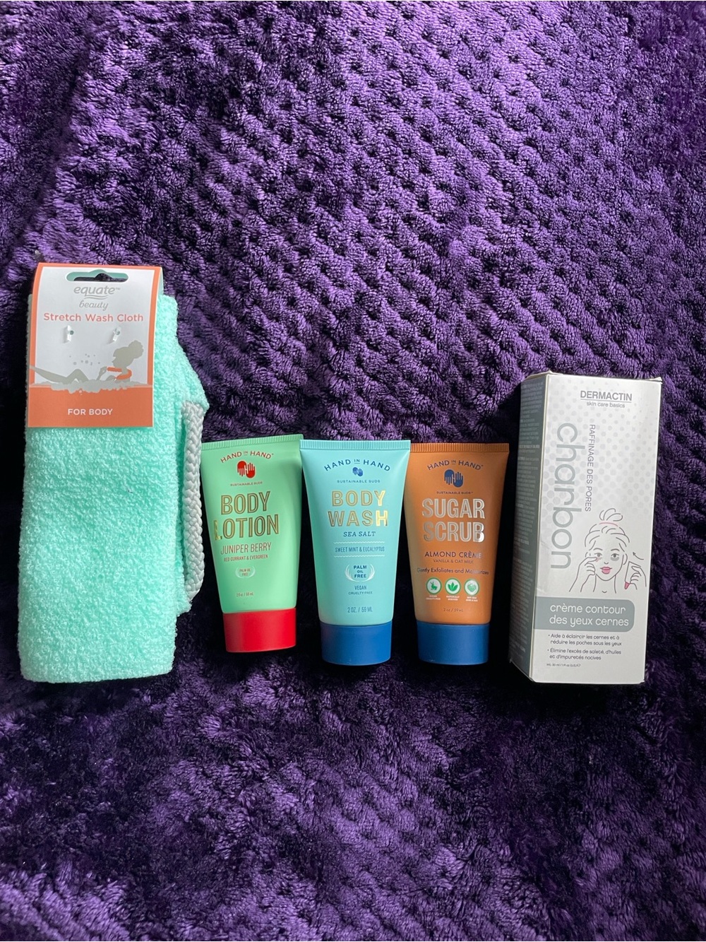 Hand & Hand Body Wash,Lotion, Sugar Scrub,Eye Cream, Stretch Wash Cloth NEW
